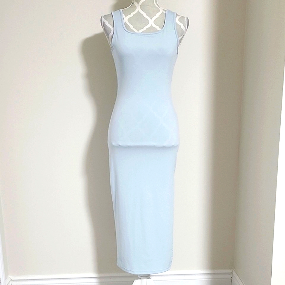 Shein Light Blue Sleeveless Midi Dress